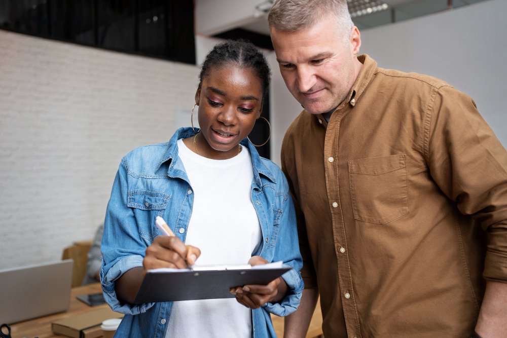 Owner and assistant running a search together to check if Google indexed your website
